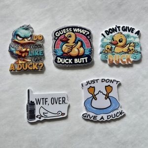 Set of 5 Funny Duck Goose Magnets What the Duck Humorous Handmade Fridge Office